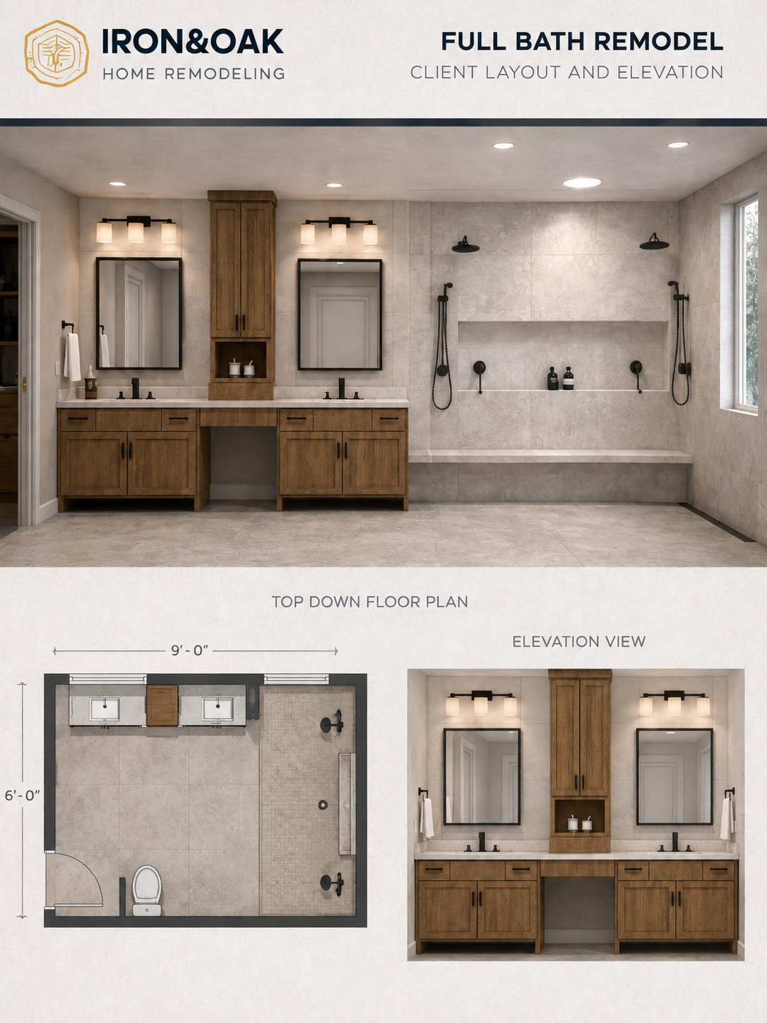 Custom bathroom remodeling by Iron & Oak